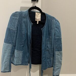 La Vie Women's Patchwork Jean Jacket - Blue